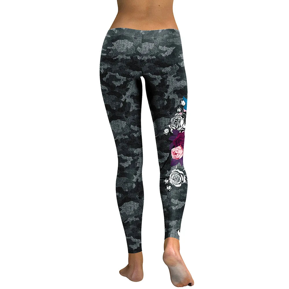 NADANBAO New Arrival Leggings Women Skull Head 3D Printed Camouflage Legging Workout Leggins Slim Elastic Pants Legins