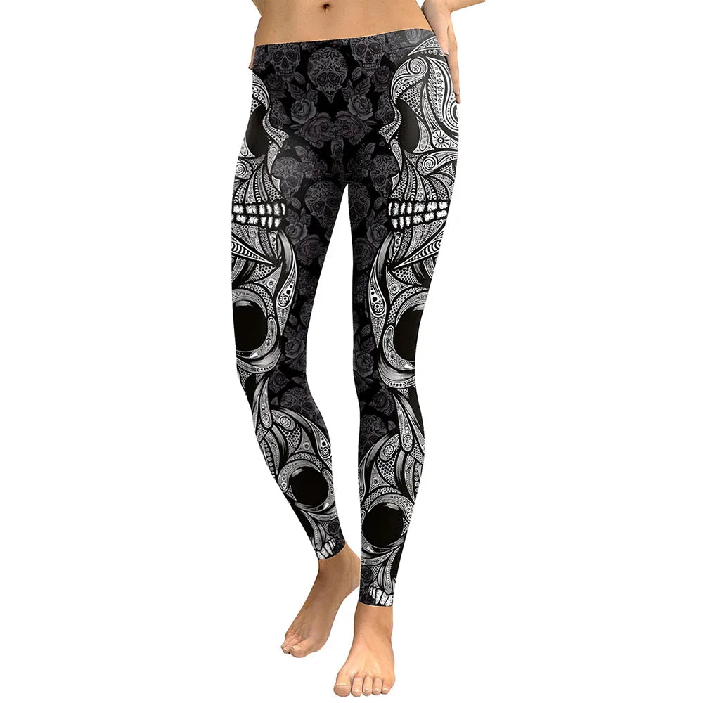 NADANBAO New Arrival Leggings Women Skull Head 3D Printed Camouflage Legging Workout Leggins Slim Elastic Pants Legins