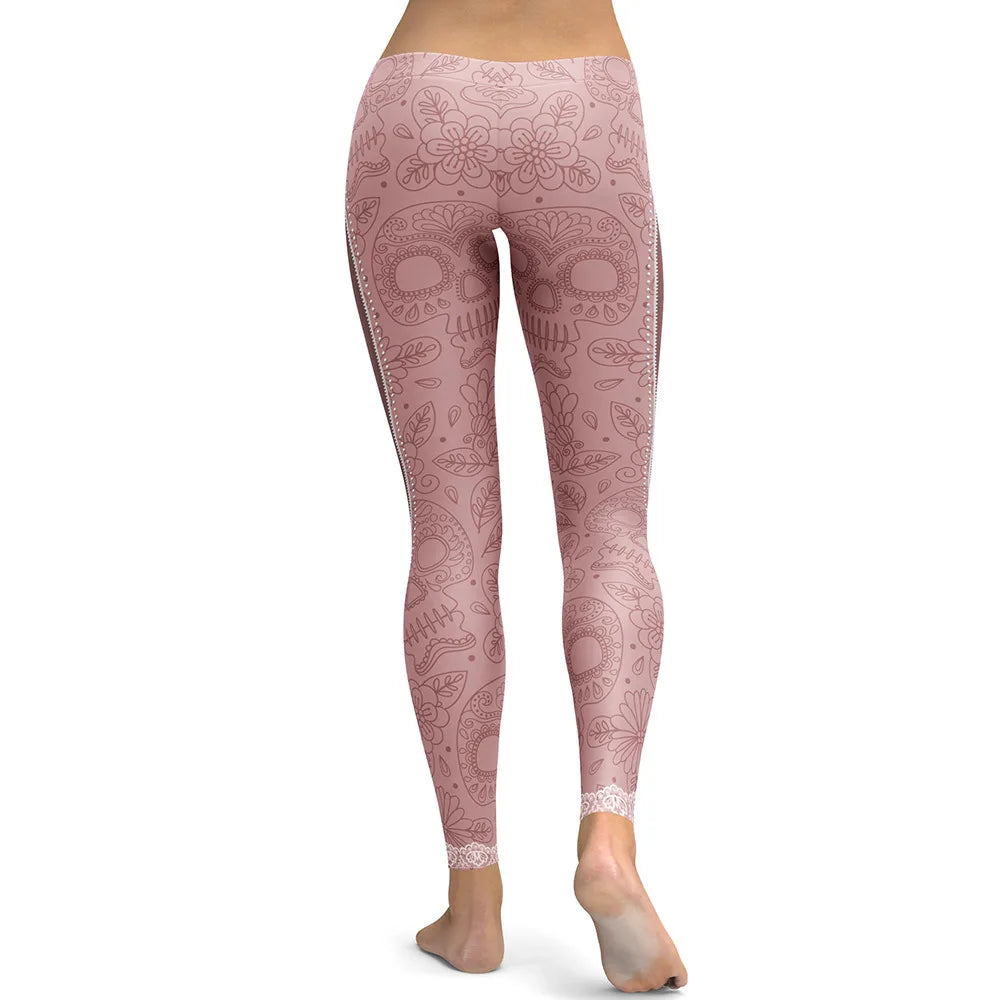 NADANBAO New Arrival Leggings Women Skull Head 3D Printed Camouflage Legging Workout Leggins Slim Elastic Pants Legins