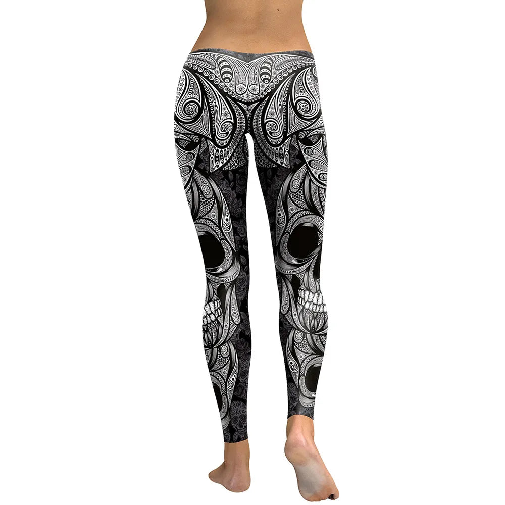 NADANBAO New Arrival Leggings Women Skull Head 3D Printed Camouflage Legging Workout Leggins Slim Elastic Pants Legins