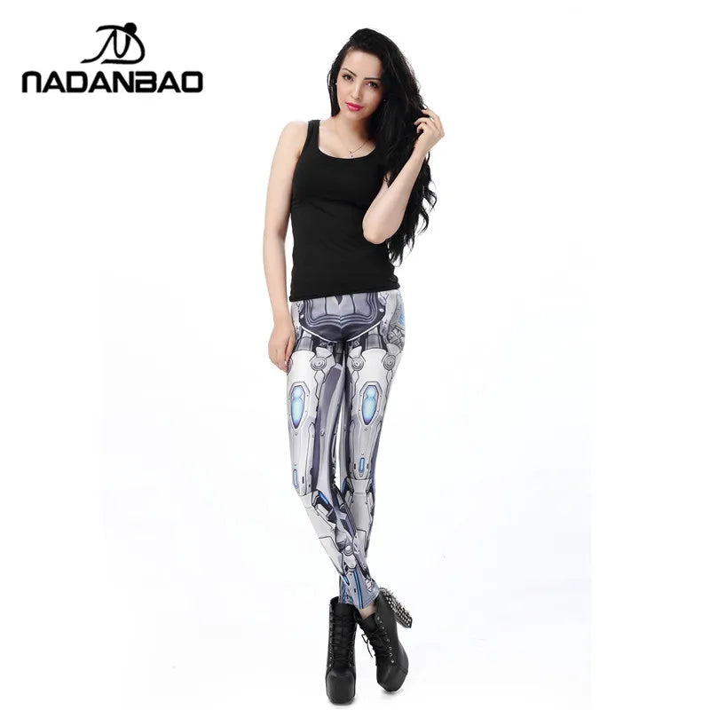 NADANBAO MECHA CosPlay Women Anime ROBOT Comic Cartoon Printed Elastic Ankle Pants Sporting Fitness Leggins