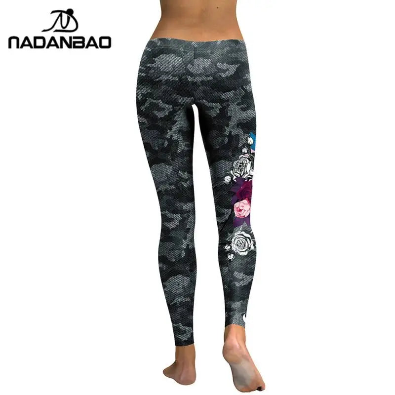 NADANBAO New Arrival Leggings Women Skull Head 3D Printed Camouflage Legging Workout Leggins Slim Elastic Pants Legins