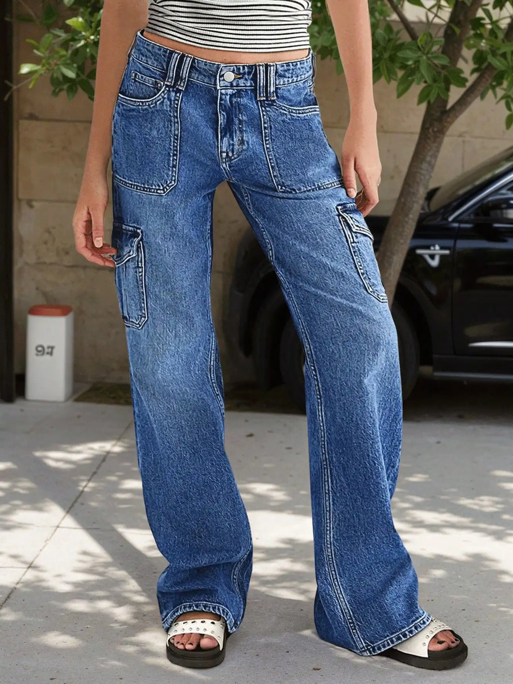 Women's Jeans Work Pants - Multi-Pocket Straight Leg Jeans for Ultimate Comfort and Style