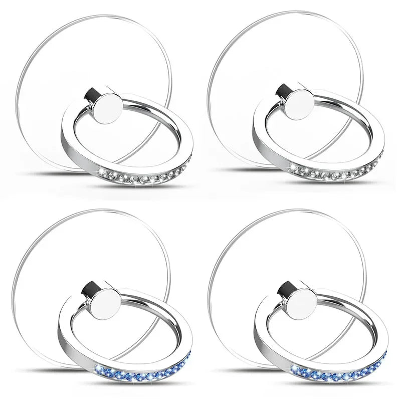 Cell Phone Ring Holder Stand Diamond Transparent Finger Grip Clear 360° Degree Rotation Kickstand Compatible iPhones
