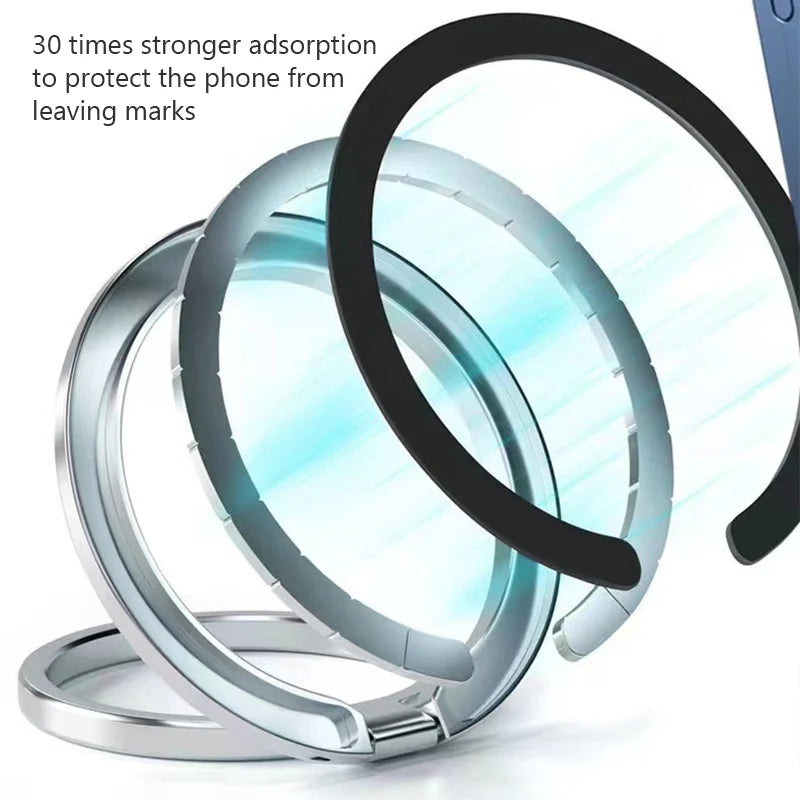Magnetic Cell Phone Ring Holder Mobile Phone Bracket Removable Cell Phone Grip Kickstand for iPhone MagSafe Samsung Xiaomi
