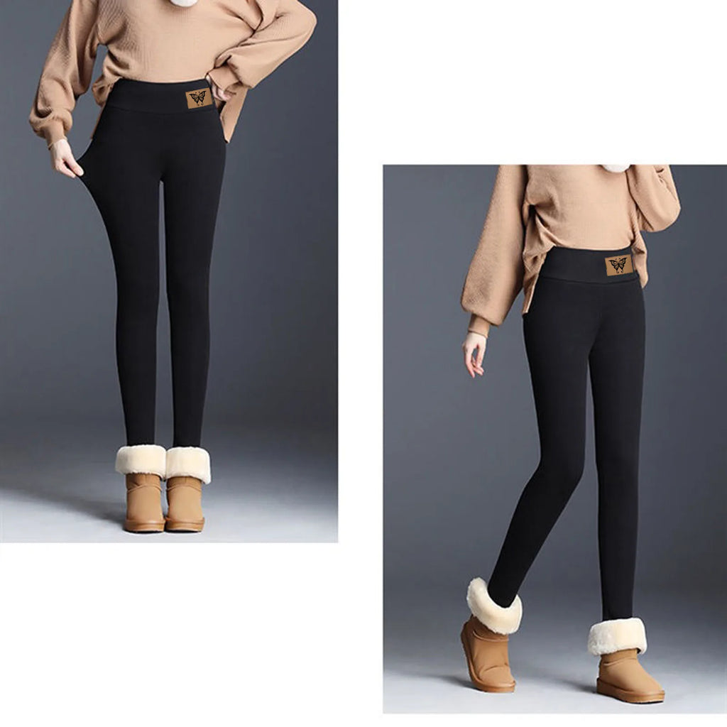 Women's Winter Fleece Leggings High Waist Velvet Keep Warm Tights Pants Solid Color Comfortable Stretchy Thermal Leggins S-3XL