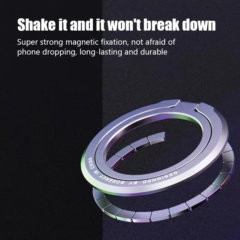 Magnetic Cell Phone Ring Holder Mobile Phone Bracket Removable Cell Phone Grip Kickstand for iPhone MagSafe Samsung Xiaomi