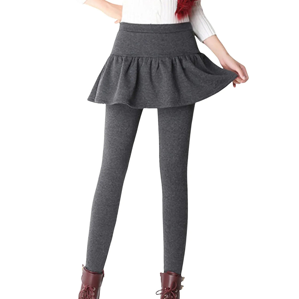 Hight Waist Skinny Leggins Womens' Warm Skirt Pants Plus Velvet Thickened Stretch Pants Fashionable Warm Leggings Winter Tights