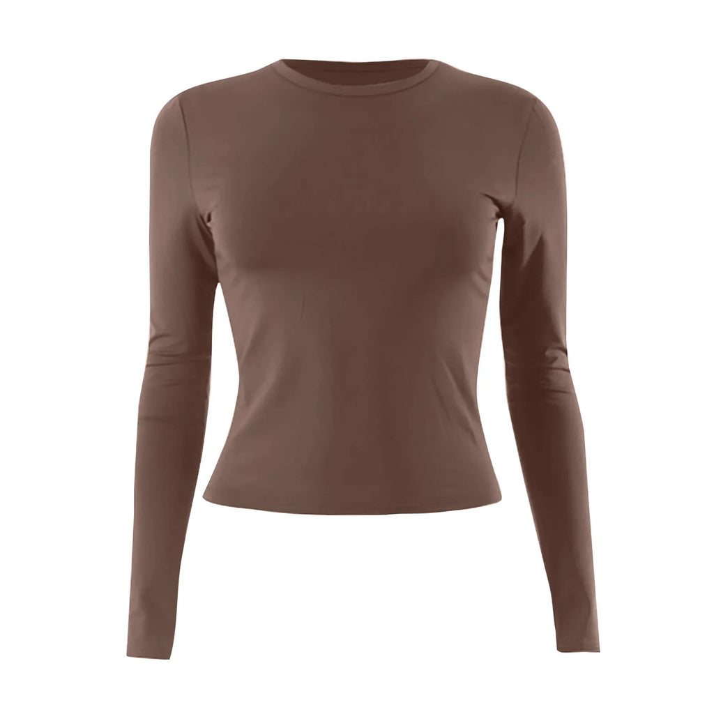 Cotton O Neck Long Sleeve Shirt Women Sexy Cropped Tops 2025 Autumn Black Casual Skinny Slim Basic Woman T Shirts White Clothing