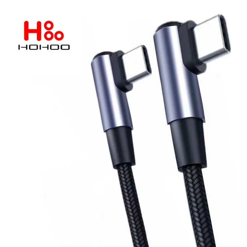 100W Type C USB C Fast Charging Cable 90 Degree Angle For iPad MacBook Pro Xiaomi Redmi Huawei Fast Charging Type-C Data cable