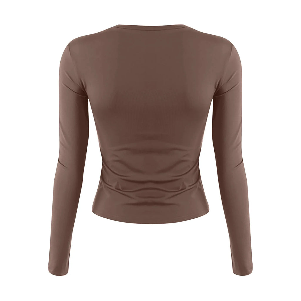 Cotton O Neck Long Sleeve Shirt Women Sexy Cropped Tops 2025 Autumn Black Casual Skinny Slim Basic Woman T Shirts White Clothing