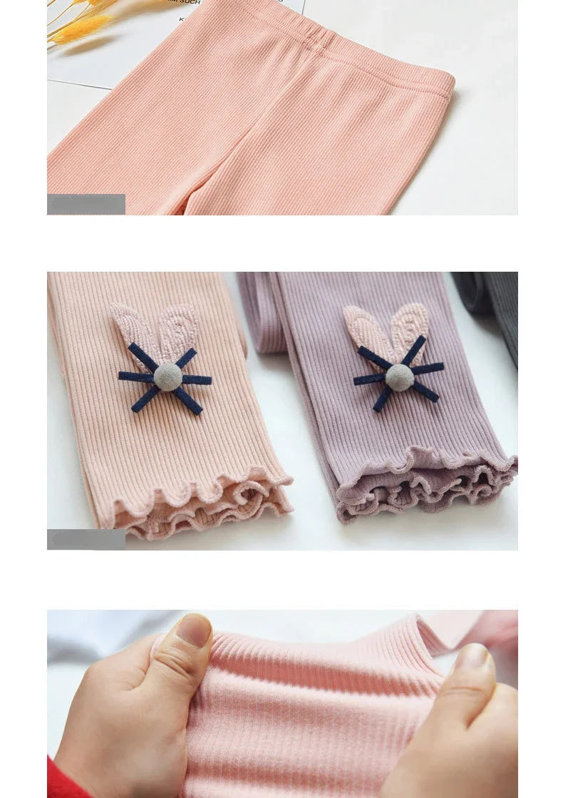 Kids Leggings Bunny Trim Slim-fit Leggings Girls Pants Kids Wears for Girls Leggings 2 To 7 Years Leggins for Kids Girl