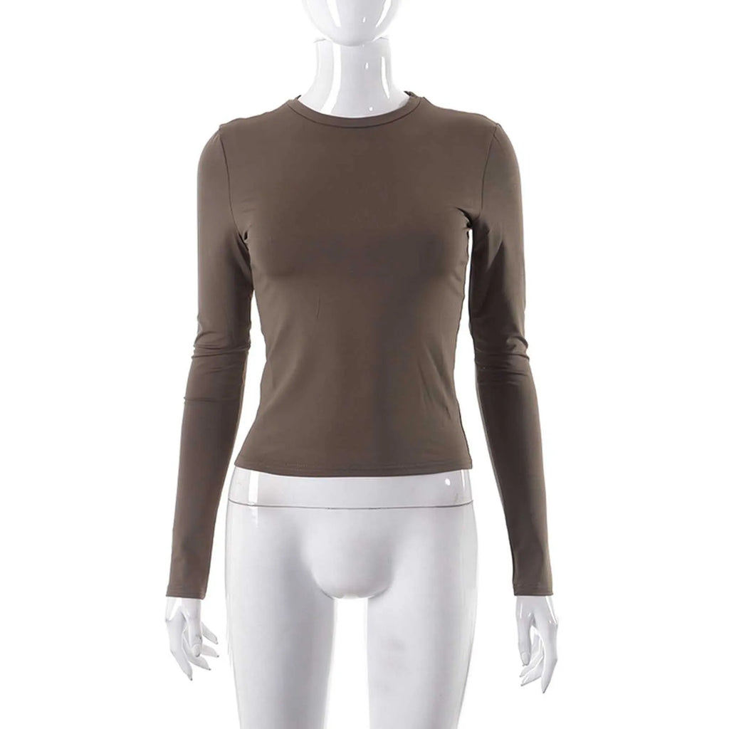Cotton O Neck Long Sleeve Shirt Women Sexy Cropped Tops 2025 Autumn Black Casual Skinny Slim Basic Woman T Shirts White Clothing