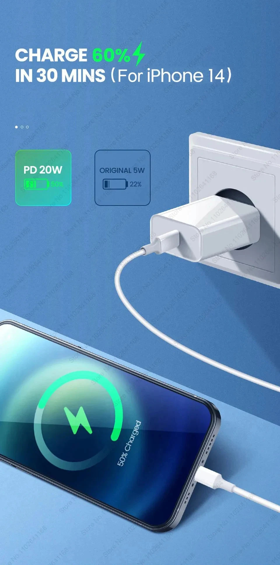 For Apple PD 20W Fast Charger For iPhone 15 13 12 11 14 16 Pro Max Plus X XR XS MAX iPad Quick Charger USB C Fast Charging Cable
