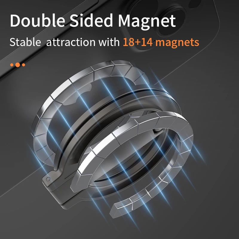 For Double-Sided Magnetic Phone Ring Holder for MagSafe Kickstand Magnet Grip for iPhone 16 15 14 For Huawei Xiaomi Stand Holder