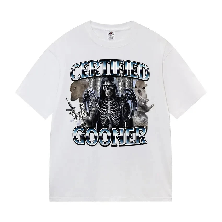 Funny Certified Gooner Screaming Possum Meme T Shirts Men Vintage Fashion Short Sleeve T-shirt O-Neck UnisexCotton T-shirt