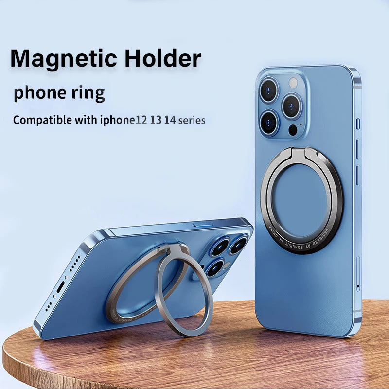 Ultra-thin Cell Phone Ring Holder Magnetic Ring Rotatable Foldable Kickstand Magnet Grip Desktop Stand for MagSafe IPhone 15 13