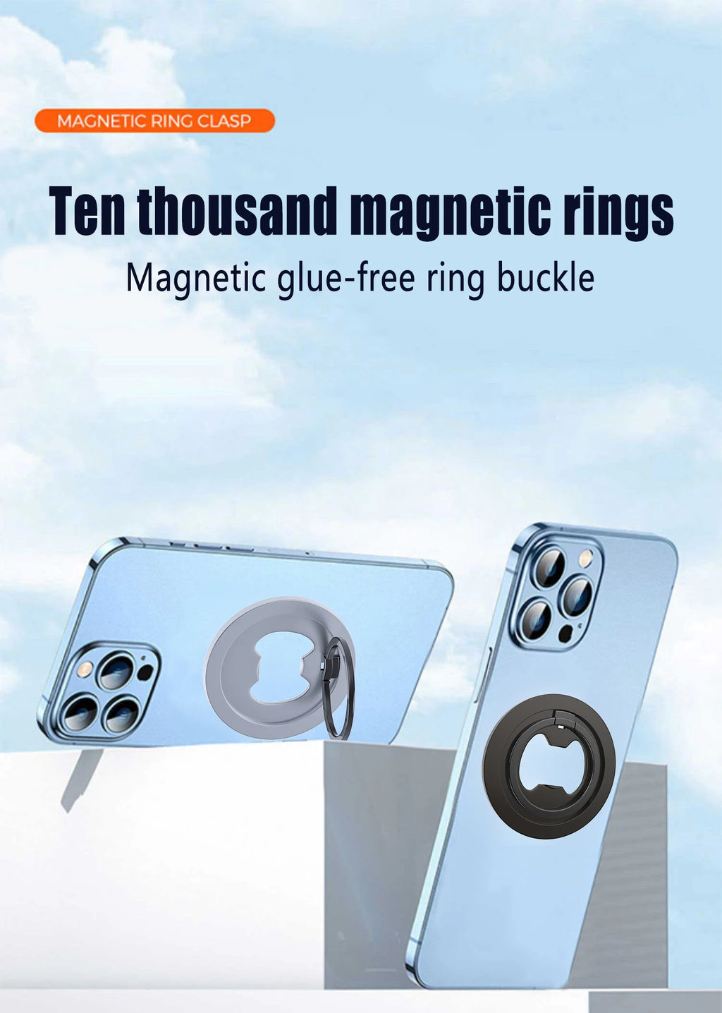 Ultra-thin Cell Phone Ring Holder Magnetic Ring Rotatable Foldable Kickstand Magnet Grip Desktop Stand for MagSafe IPhone 15 13