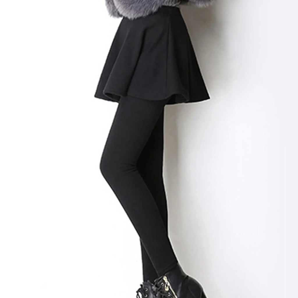 Hight Waist Skinny Leggins Womens' Warm Skirt Pants Plus Velvet Thickened Stretch Pants Fashionable Warm Leggings Winter Tights