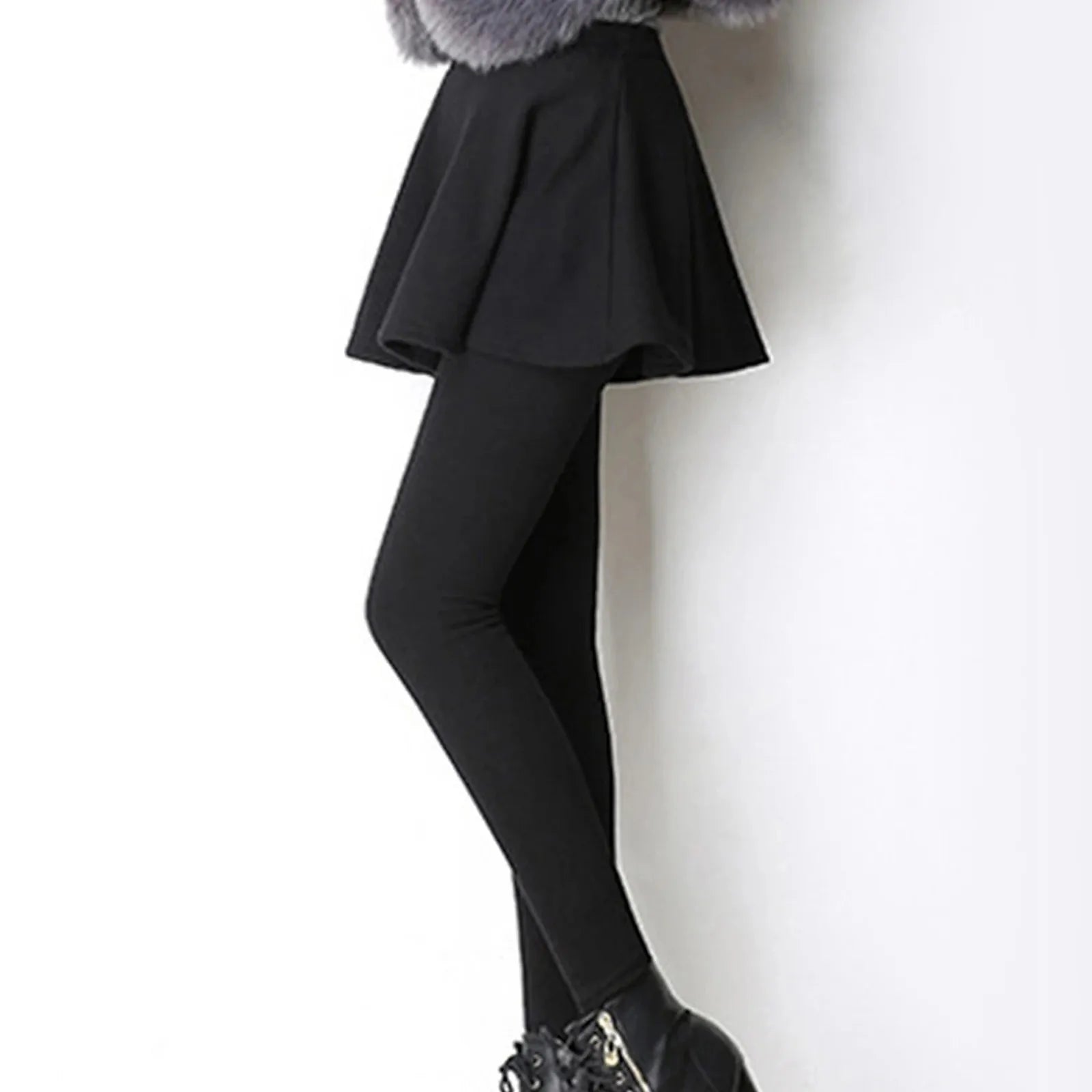 Hight Waist Skinny Leggins Womens' Warm Skirt Pants Plus Velvet Thickened Stretch Pants Fashionable Warm Leggings Winter Tights