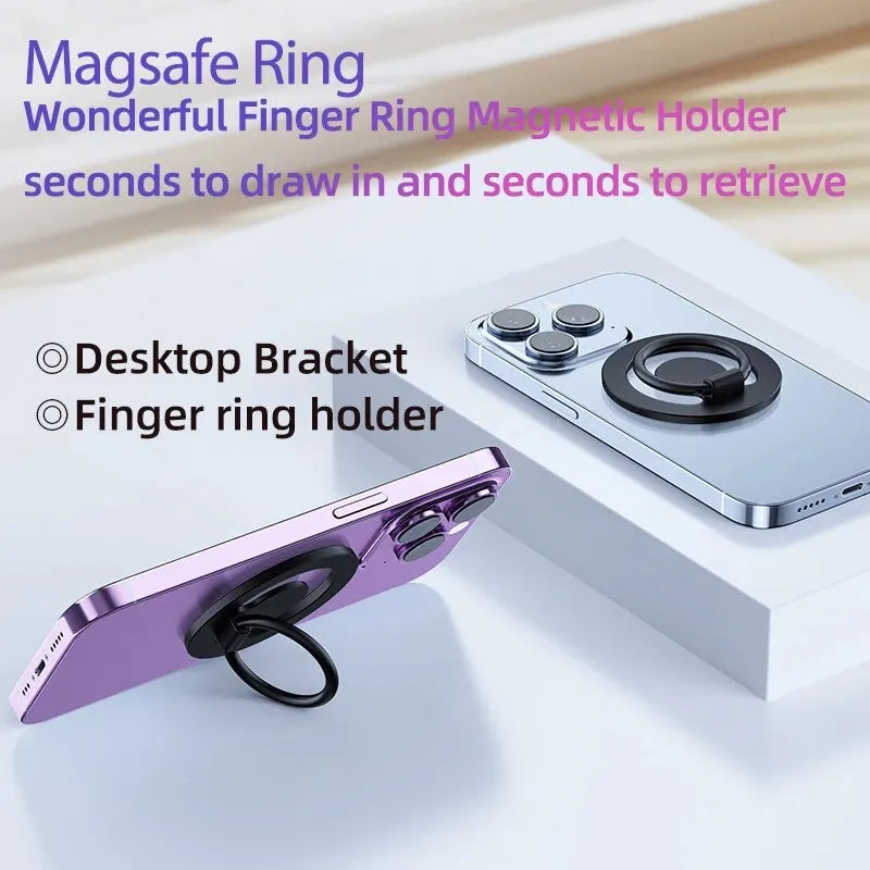 360 Magnetic Cell Phone Ring Holder Mobile Stand For Macsafe iPhone 15 14 13 12 Samsung Xiaomi Desktop Magnet Bracket Mount