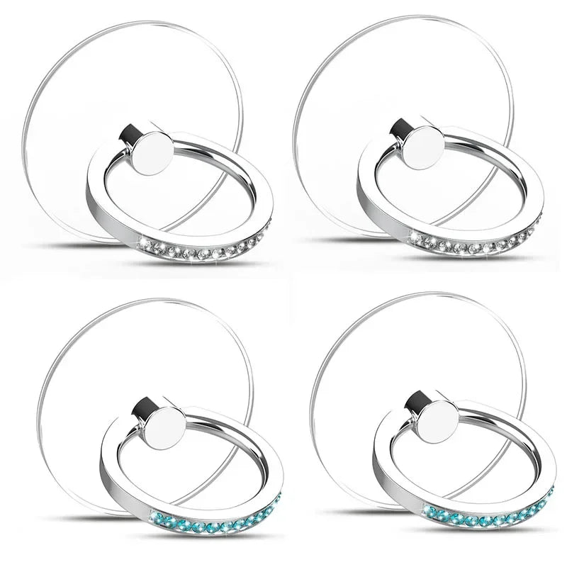 Cell Phone Ring Holder Stand Diamond Transparent Finger Grip Clear 360° Degree Rotation Kickstand Compatible iPhones
