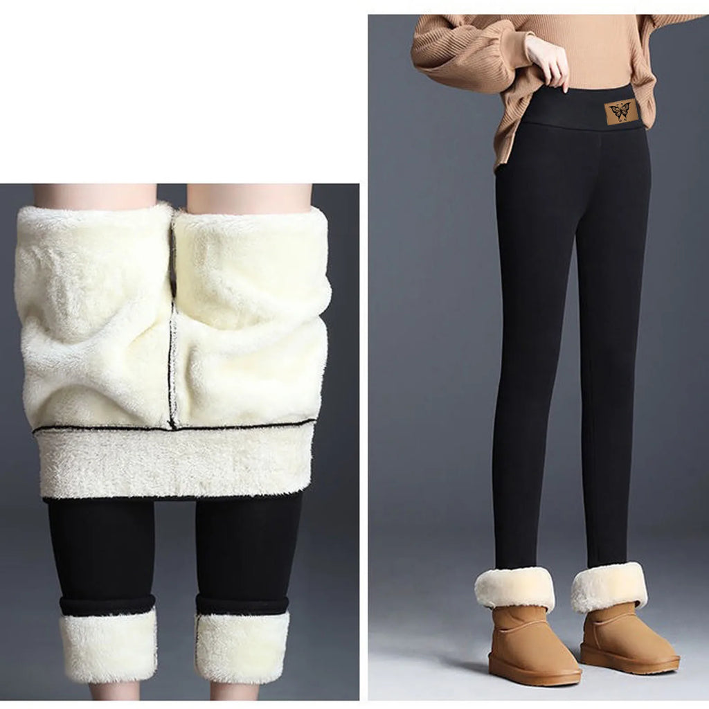 Women's Winter Fleece Leggings High Waist Velvet Keep Warm Tights Pants Solid Color Comfortable Stretchy Thermal Leggins S-3XL