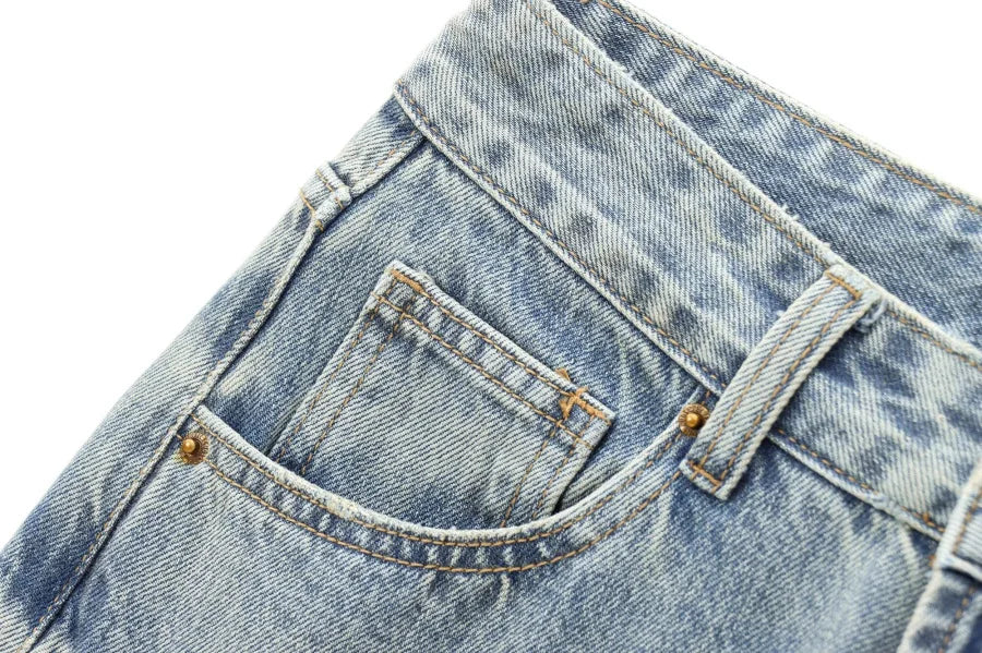 ETJ Wide-leg high-waisted jeans  women's classic everything with five pockets washed soft comfortable ultra-long jeans6045022