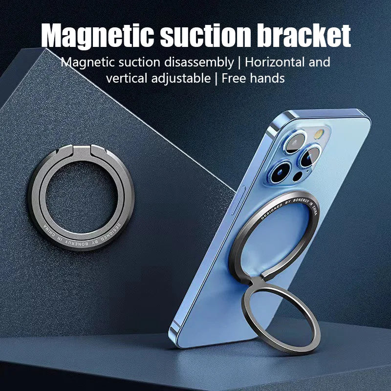 Magnetic Cell Phone Ring Holder Mobile Phone Bracket Removable Cell Phone Grip Kickstand for iPhone MagSafe Samsung Xiaomi