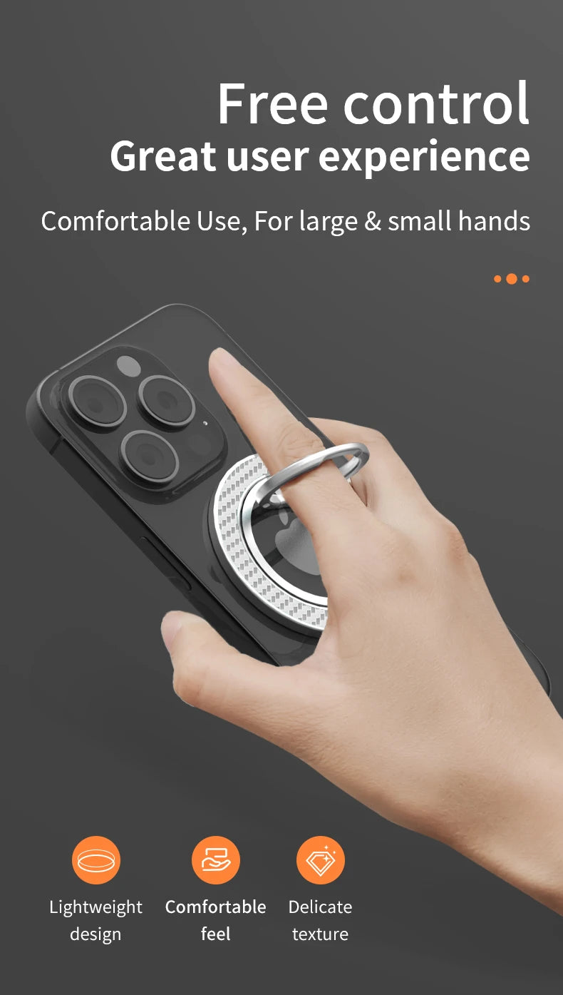 Magnetic KutumyQC Cell Phone Ring Holder Compatible with iPhone 12 13 14 15 Series MagSafe Removable Cell Phone Grip Kickstand