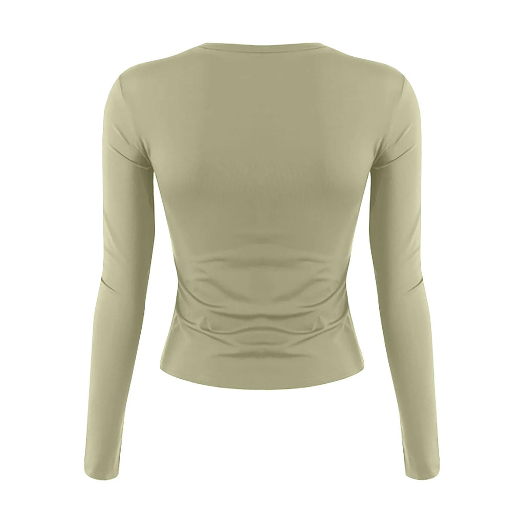 Cotton O Neck Long Sleeve Shirt Women Sexy Cropped Tops 2025 Autumn Black Casual Skinny Slim Basic Woman T Shirts White Clothing