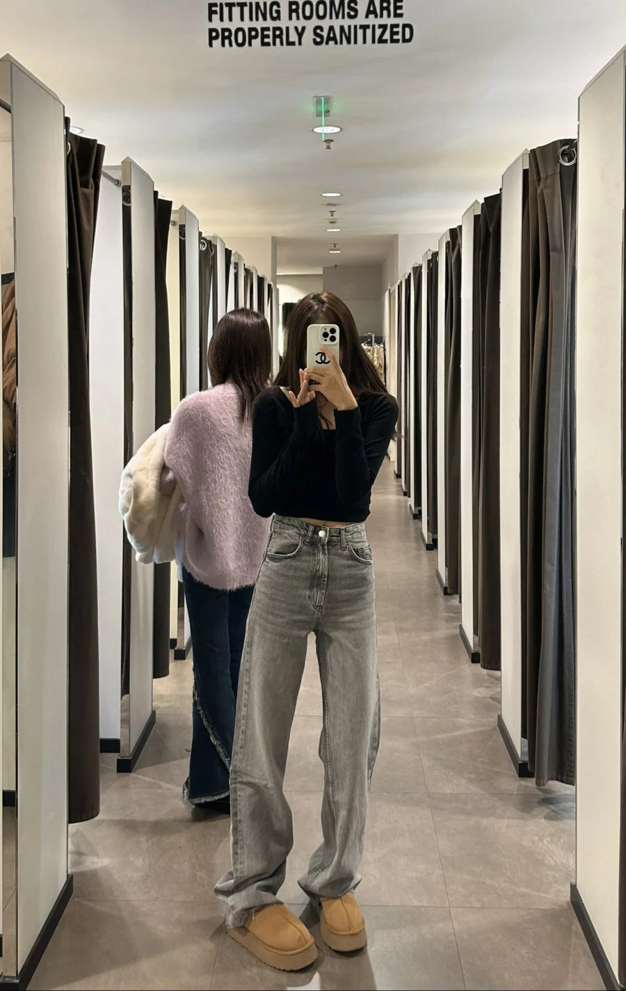 ETJ Wide-leg high-waisted jeans  women's classic everything with five pockets washed soft comfortable ultra-long jeans6045022