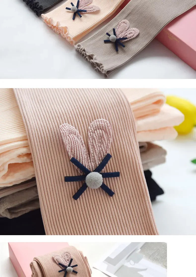 Kids Leggings Bunny Trim Slim-fit Leggings Girls Pants Kids Wears for Girls Leggings 2 To 7 Years Leggins for Kids Girl