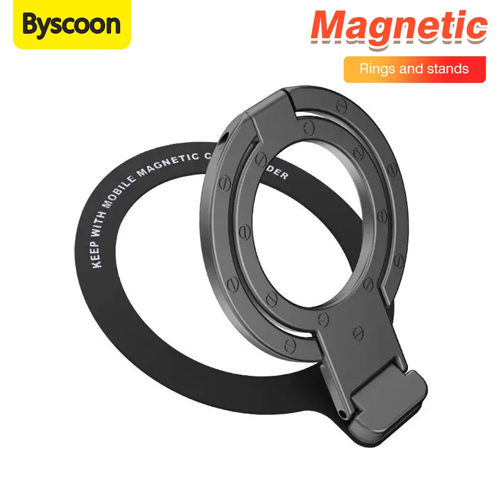 Magnetic Phone Ring Holder Phone Bracket Foldable Removable Cell Phone Grip Kickstand For iPhone 15 Samsung Xiaomi OPPO