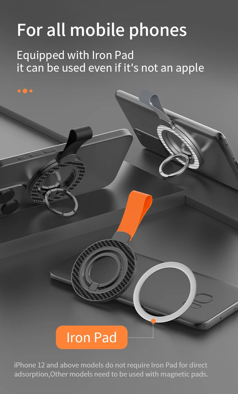 Magnetic KutumyQC Cell Phone Ring Holder Compatible with iPhone 12 13 14 15 Series MagSafe Removable Cell Phone Grip Kickstand