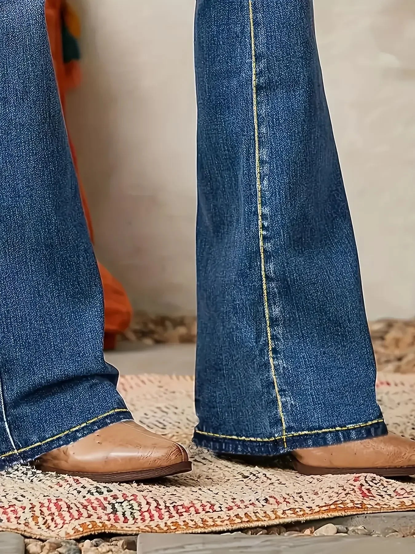 Jeans for Woman Y2k Jeans Blue Stretch Flared Minimalist Vintage Retro High Waist Comfort Daily Wear Fashion Trendy