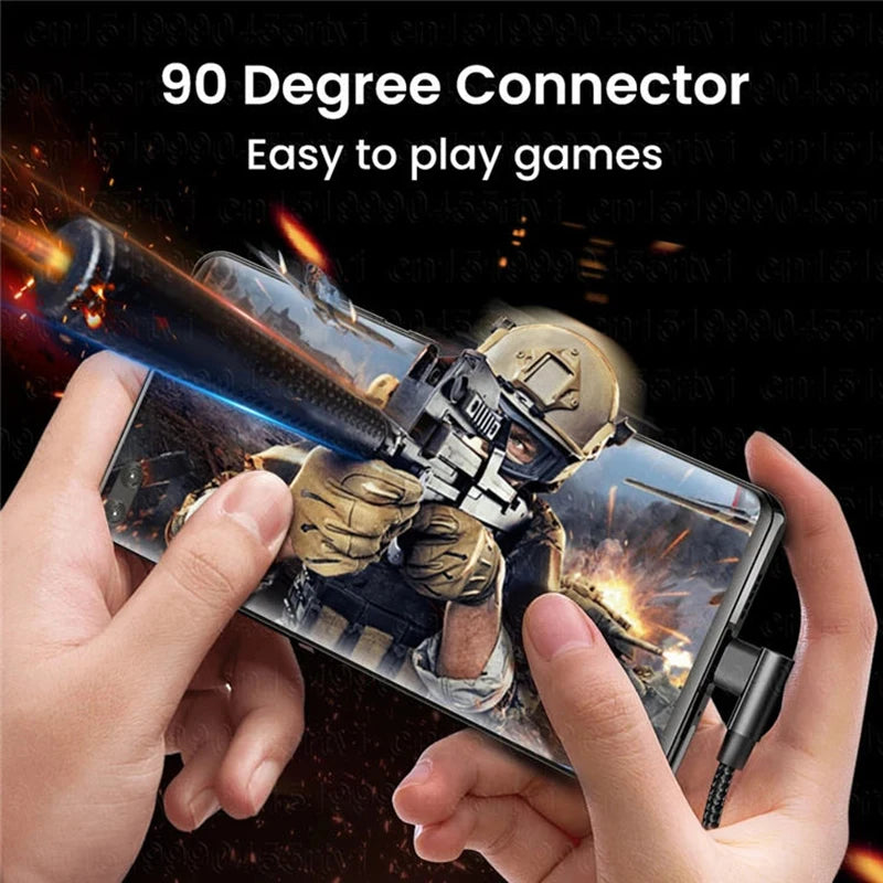 100W Type C USB C Fast Charging Cable 90 Degree Angle For iPad MacBook Pro Xiaomi Redmi Huawei Fast Charging Type-C Data cable