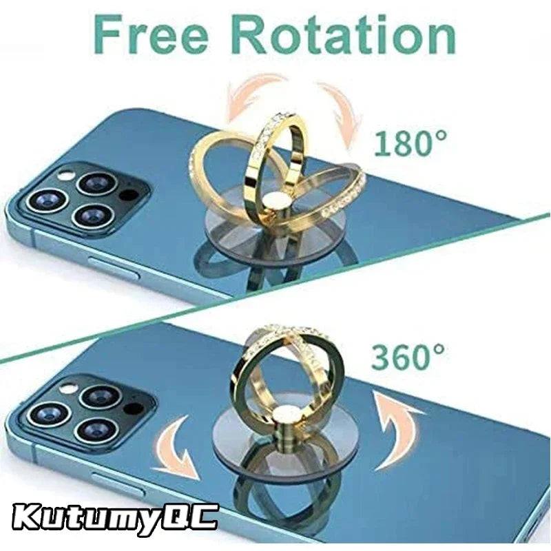 Diamond Cell Phone Ring Holder Stand Transparent Finger Grip Clear 360° Degree Rotation Kickstand Compatible iPhones