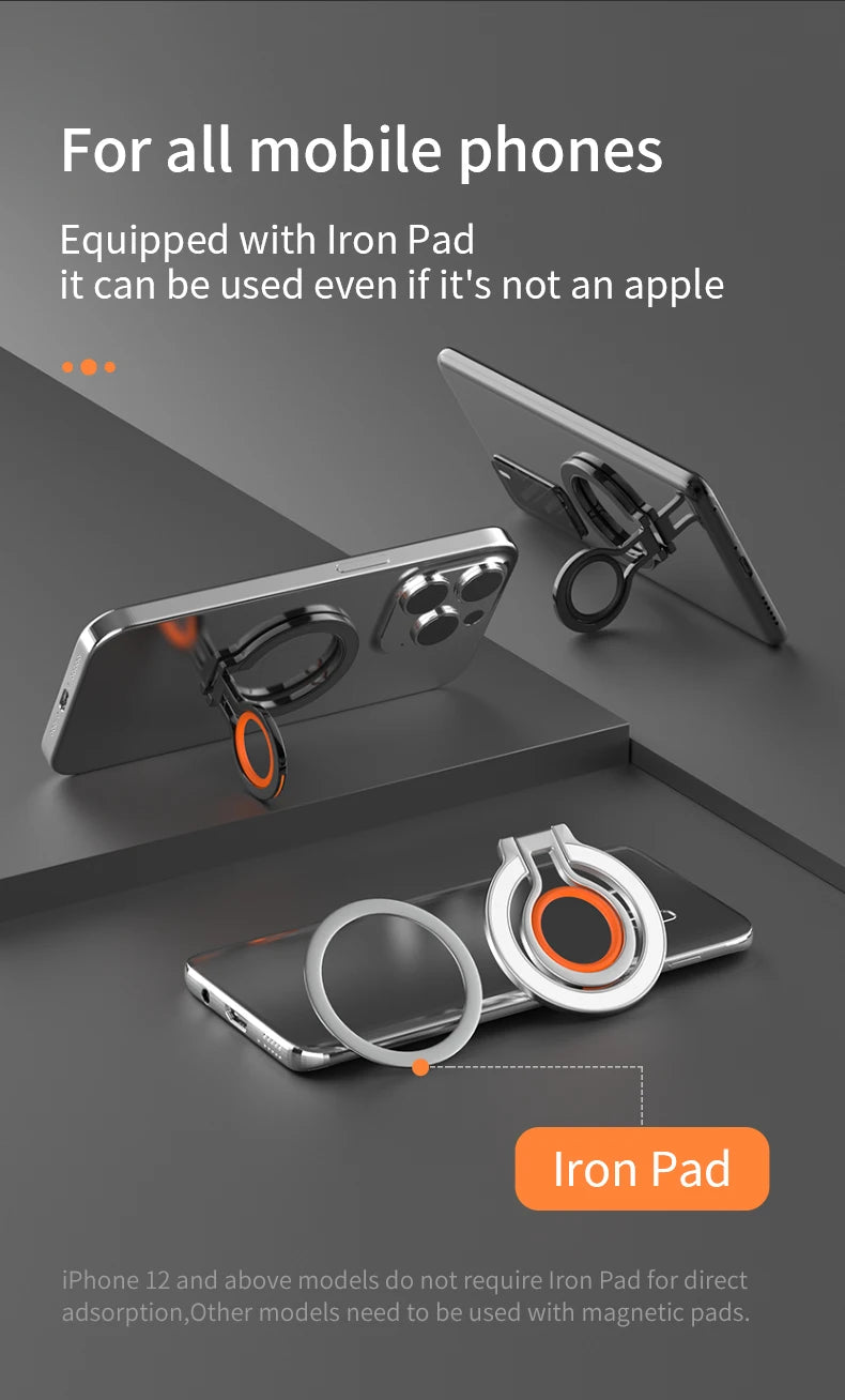 Magnetic Cell Phone Ring Holder Compatible with iPhone 12 13 14 15 Series MagSafe Removable Cell Phone Grip Kickstand