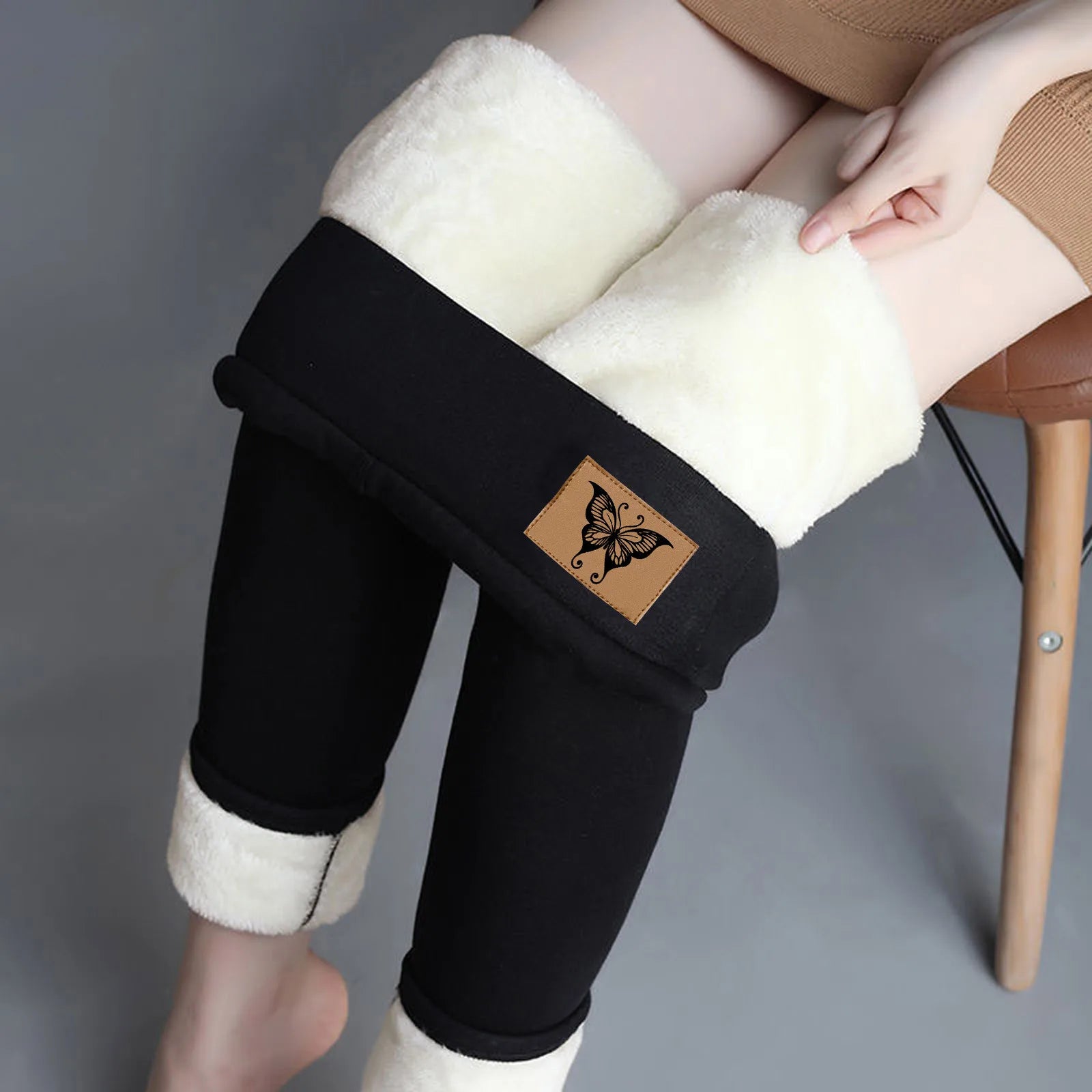 Women's Winter Fleece Leggings High Waist Velvet Keep Warm Tights Pants Solid Color Comfortable Stretchy Thermal Leggins S-3XL