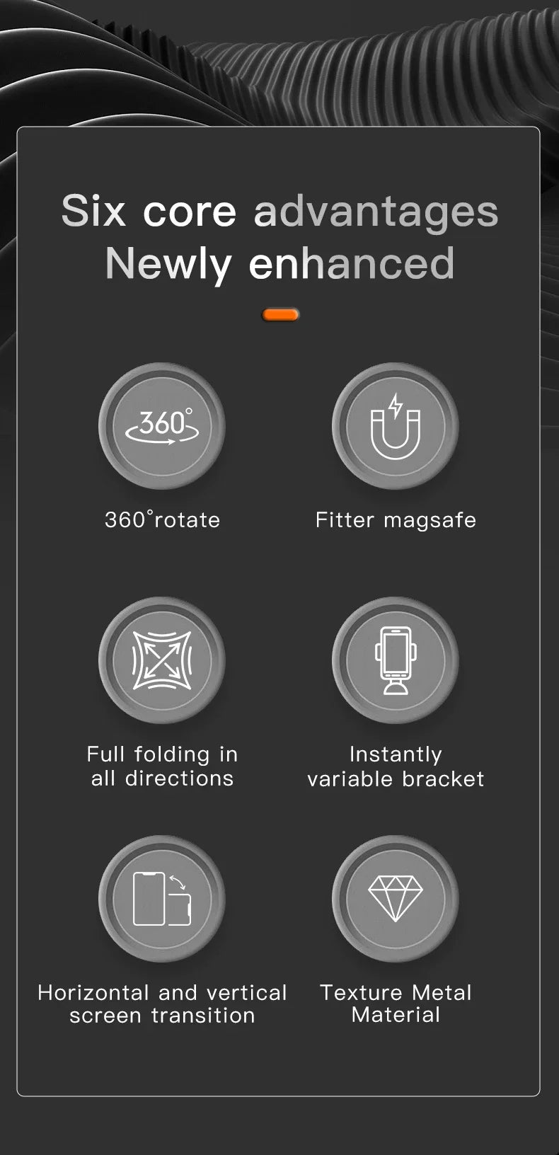 Double-Sided Holder Foldable 360° Rotating Stand with Strong Magnet & Finger Grip Suppor