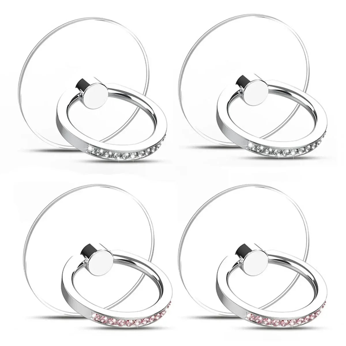 Diamond Cell Phone Ring Holder Stand Transparent Finger Grip Clear 360° Degree Rotation Kickstand Compatible iPhones