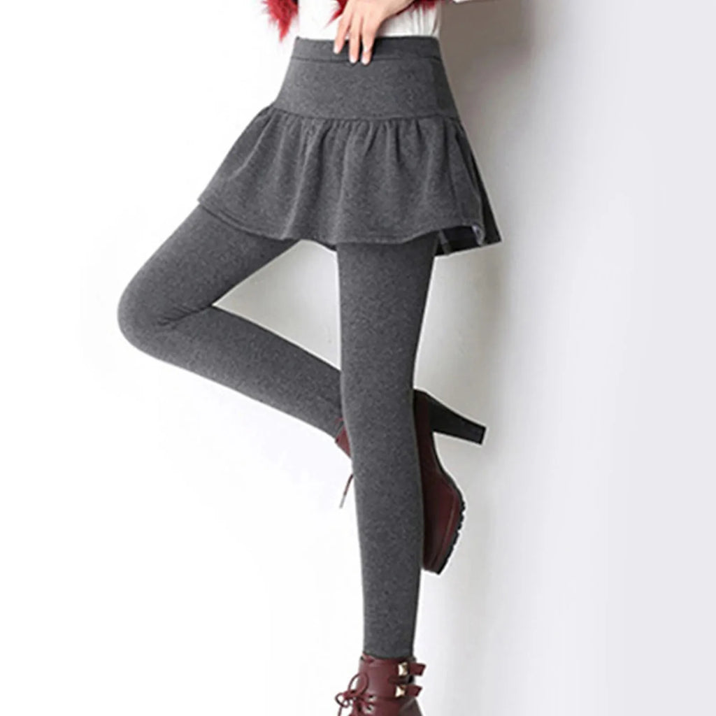 Hight Waist Skinny Leggins Womens' Warm Skirt Pants Plus Velvet Thickened Stretch Pants Fashionable Warm Leggings Winter Tights