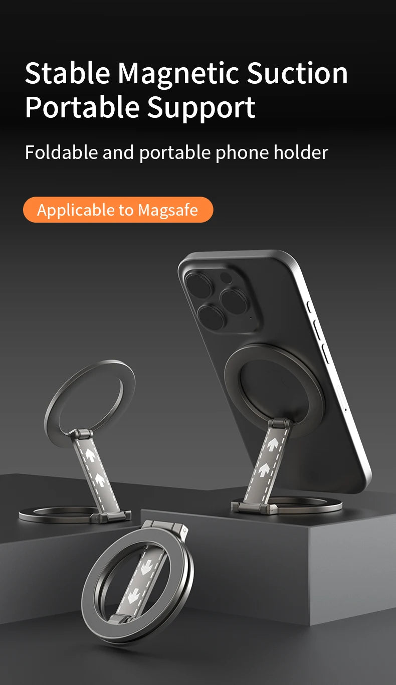 2025 Double Sided MagSafe Phone Stand Magnetic Phone Ring Holder Kickstand Magnet Grip for iPhone 15 16 Android Gym Car Holder