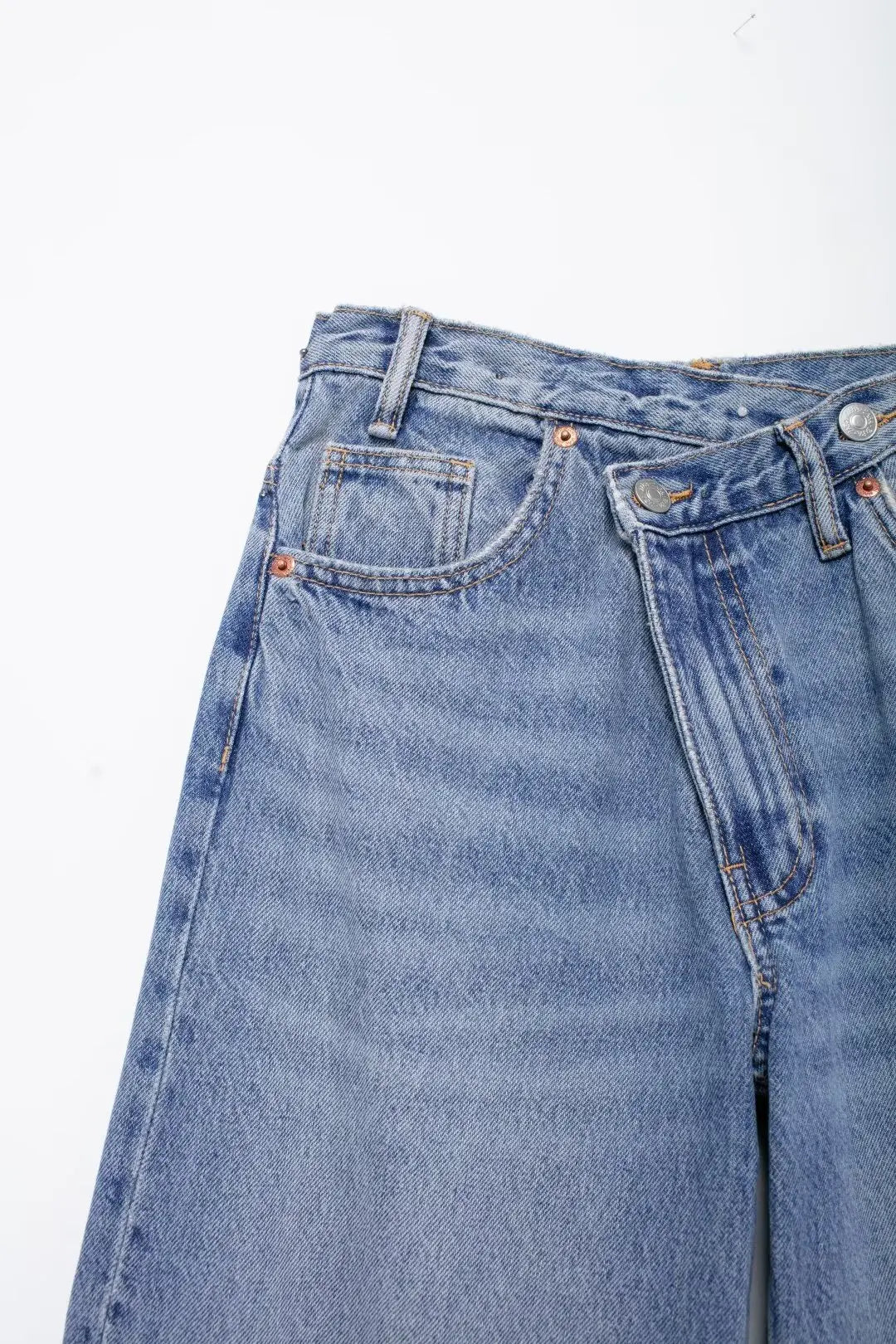 Jeans For Woman New Fashion Asymmetric Design High Waist Wide Leg Trousers Casual Women's Straight Leg Jeans