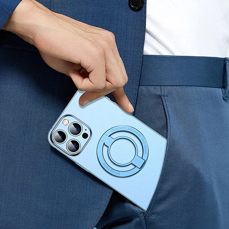 Ultra-thin Cell Phone Ring Holder Magnetic Ring Rotatable Foldable Kickstand Magnet Grip Desktop Stand for MagSafe IPhone 15 13