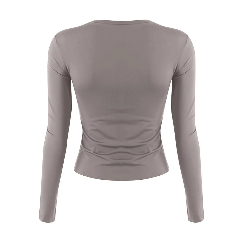 Cotton O Neck Long Sleeve Shirt Women Sexy Cropped Tops 2025 Autumn Black Casual Skinny Slim Basic Woman T Shirts White Clothing
