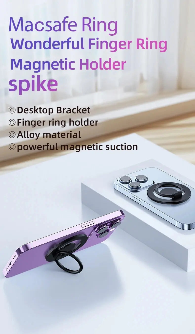 360 Magnetic Cell Phone Ring Holder Mobile Stand For Macsafe iPhone 15 14 13 12 Samsung Xiaomi Desktop Magnet Bracket Mount