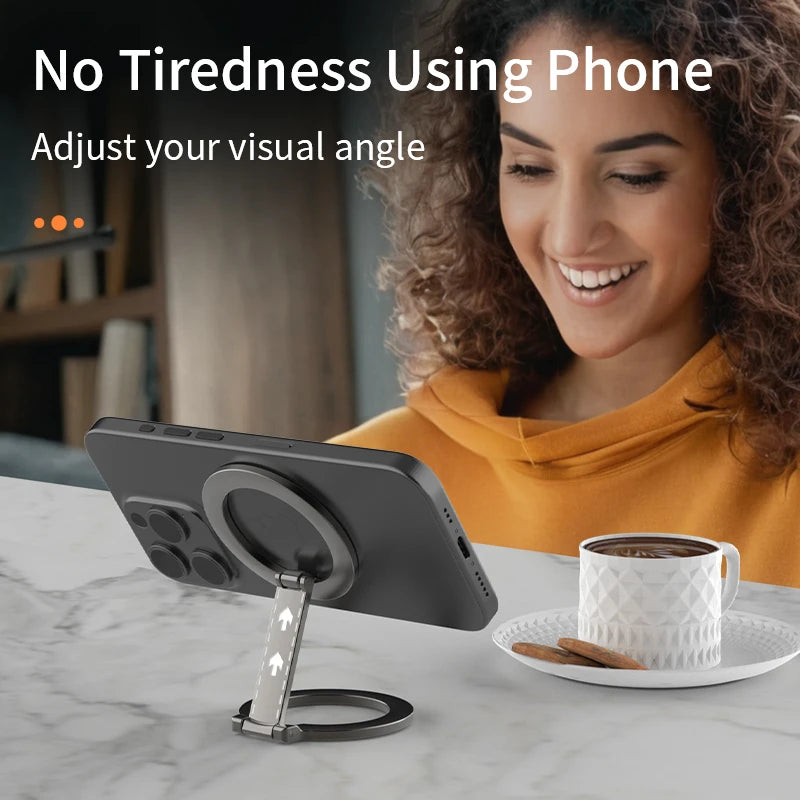 For Double-Sided Magnetic Phone Ring Holder for MagSafe Kickstand Magnet Grip for iPhone 16 15 14 For Huawei Xiaomi Stand Holder