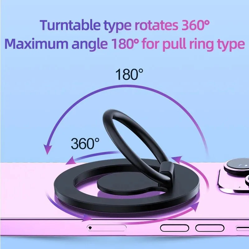 360 Magnetic Cell Phone Ring Holder Mobile Stand For Macsafe iPhone 15 14 13 12 Samsung Xiaomi Desktop Magnet Bracket Mount